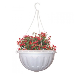 Кашпо подвесное АЛЬТЕРНАТИВА Джулия пластик d-32,5см h-17,5см V-8л белый