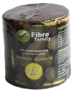 Торф ФАЙБЕР ФЕМИЛИ Таблетка кокосовая d-100мм 1л*5шт