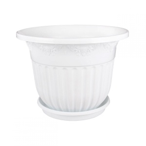 Кашпо АЛЬТЕРНАТИВА Лозанна с поддоном пластик d-50см h-37см V-40л белый