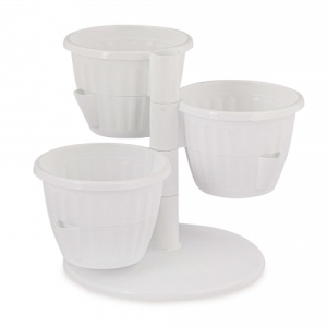 Кашпо АЛЬТЕРНАТИВА Каскад из 3-х горшков V-0,7л пластик белый
