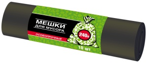 Мешки ГРС для мусора особопрочные п/э V-240л рулон 10шт