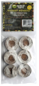 Таблетка ФАЙБЕР ФЕМИЛИ кокосовая для рассады d-32мм 6шт