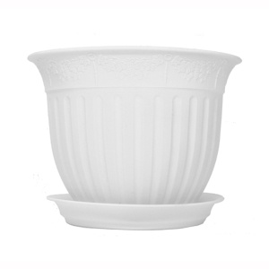 Кашпо АЛЬТЕРНАТИВА Лозанна с поддоном пластик d-29,5см h-22см V-7л белый