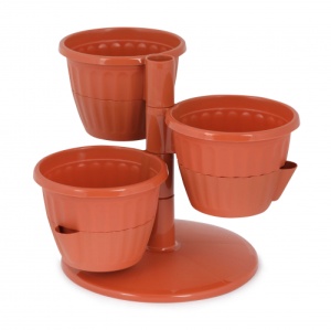Кашпо АЛЬТЕРНАТИВА Каскад из 3-х горшков V-0,7л пластик терракотовый