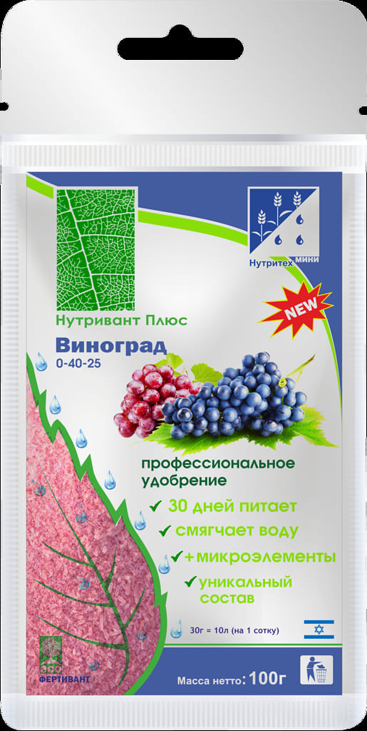 Удобрение сухое Нутривант Плюс Виноград водорастворимое минеральное 100гр