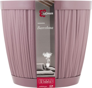 Кашпо ИнГрин Барселона с поддоном пластик d-27см h-24см V-9,6л сливовый
