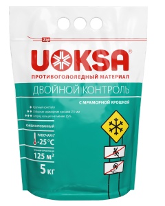 Противогололедный материал УОКСА Двойной контроль с мрамор.крошкой -25C с зипзастежкой 5кг