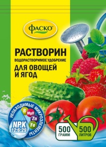Удобрение водораств. Фаско Растворин Для овощей и ягод минеральное 0,5кг