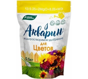 Удобрение сухое БХЗ Акварин для Цветов водорастворимое комплексное минеральное 0,5 кг