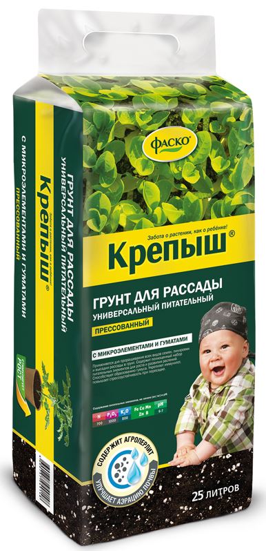 Грунт для рассады Фаско Крепыш прессованный 25 л