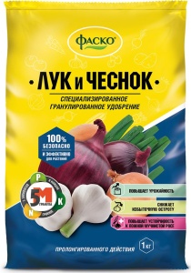 Удобрение сухое Фаско 5М  минеральное для Лука и чеснока гранулированное 1 кг (СТ. ДИЗАЙН)