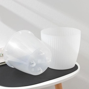 Кашпо ЭВИ ВипСет со вставкой пластик d-20см h-18см V-4,5л прозрачный