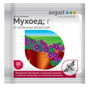 Инсектицид Август Мухоед для комнатных растений от почвенных вредителей 10г