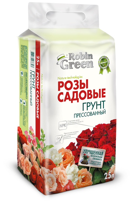Грунт для садовых роз Робин Грин прессованный 25 л