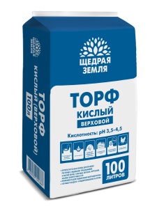 Торф кислый верховой Щедрая земля прессованный 100л