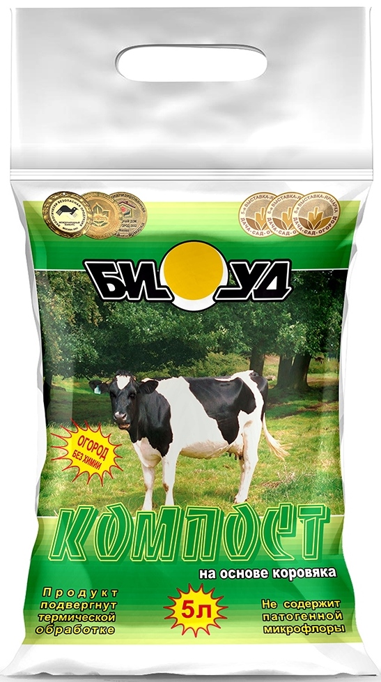 Удобрение сухое Биуд Компост коровий органическое 5л