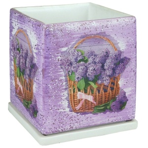 Кашпо Сады Аурики СИРЕНЬ кубик гипс V-5,7л,b-20см,h-22см фиолетовый