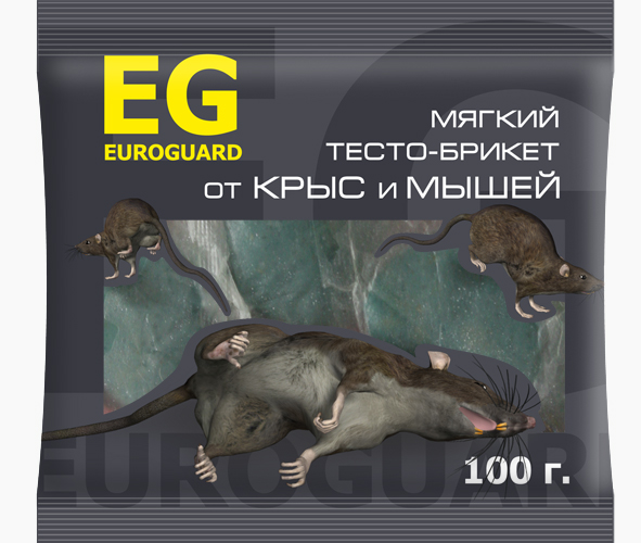 Родентицид Еврогард от крыс и мышей тесто-брикет 100г