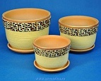 Кашпо Колорит Леопард фундук керамика V-0,5л;1,3л;2,5л компл 3шт желтый